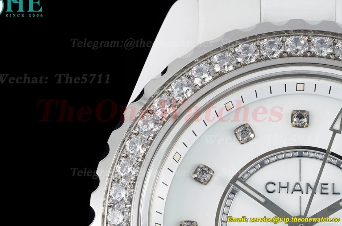 Swiss J12 Cer 33mm Ceramic Dia Dial White Quartz XF Ladies 0514